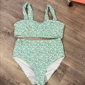 Green Floral Bikini Set